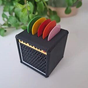 Guitar Pick Holder, Black Mini Amplifier with Colorful Picks, NEW, Pick Holder